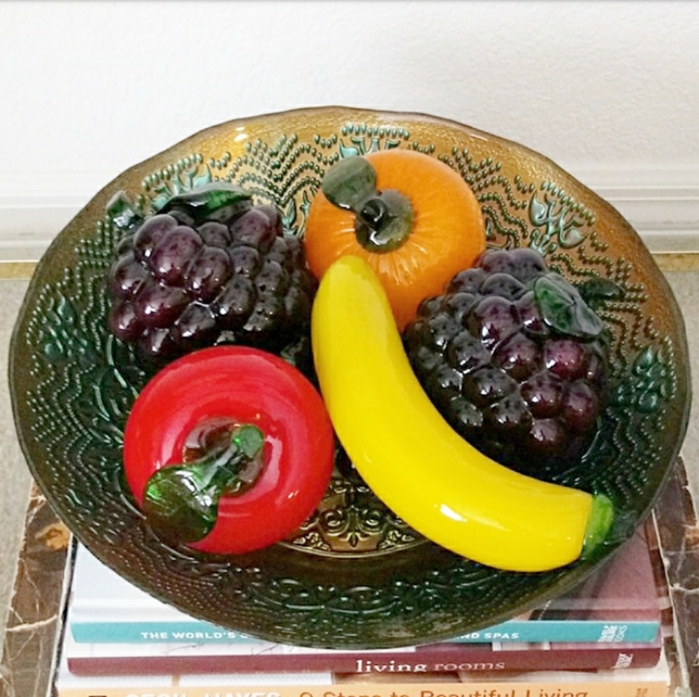 Apple Orange Banana Grapes Glass Fruits